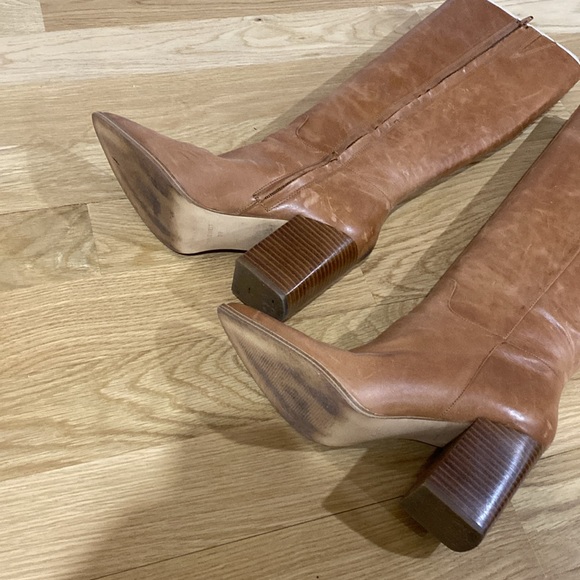 Nine West Brown/Tan Leather Boots - Size 9m - Picture 2 of 4